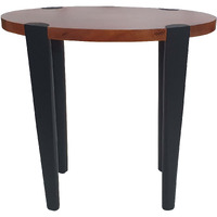 Max 23 Inch Oval Top End Side Table, Mango Wood, Iron Frame, Brown, Black
