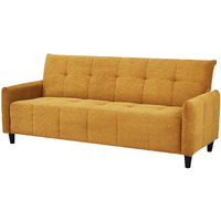 79 Inch Convertible Sofa Bed Futon, Tufted Cushions, Padded Arms, Yellow