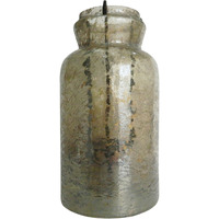 15 Inch Classic Candle Holder, Rustic Glass Jar, Farmhouse Design, Brown