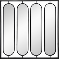 36 Inch Modern Wall Decor, 4 Swiveling Oblong Mirrors, Black Metal Frame