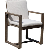 Neji 24 Inch Dining Chair, Burnt Brown Eucalyptus Wood Frame, Thick Cushion