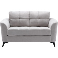 Odin 60 Inch Modern Loveseat, Tufted Cushions, Light Gray Velvet Upholstery