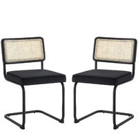 Sherry Velvet Dining Chair Seat (Set of 2), Black