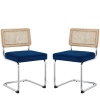 Sherry Velvet Dining Chair Seat (Set of 2), Navy