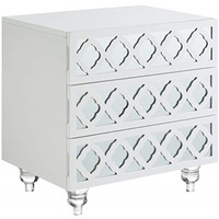 Serenity MDF Wood Modern Lacquer Finish Lucite Leg Side Table/Accent Table/Nightstand, White