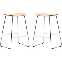 LeisureMod Melrose Modern Wood Counter Stool With Chrome FrameSet of 2