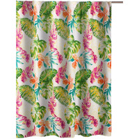 Porto 72 Inch Shower Curtain, Tropical Palm Leaves, Vibrant Blue and Green