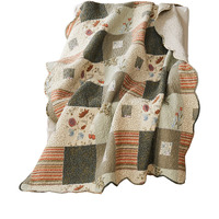 50 x 60 Cotton Quilted Throw Blanket with Fill, Wild Flowers, Multicolor
