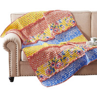 Lio 60 x 50 Quilted Ruffled Throw Blanket, Polyester Fill, Multicolor