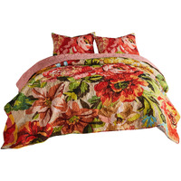 Dahl 3 Piece King Quilt Set, 2 Pillow Shams, Polyester Fill, Multicolor