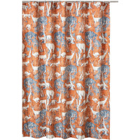 Gin 72 Inch Shower Curtain, Fun Deer and Bears Print, Orange Microfiber
