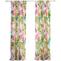 Porto 84 Inch Panel Window Curtains, Tropical Palm Leaves, Green and Blue