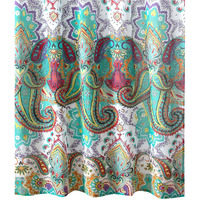 Vana 72 Inch Shower Curtain, Microfiber Fabric, Blue and Red Paisleys Print