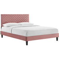 Leah Chevron Tufted Performance Velvet King Platform Bed