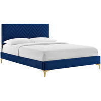 Leah Chevron Tufted Performance Velvet Full Platform Bed