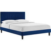 Yasmine Channel Tufted Performance Velvet King Platform Bed