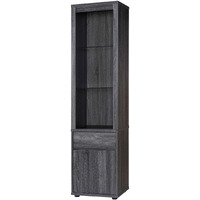 Wooden Curio Cabinet with 2 Glass Shelves and Cabinet, Gray