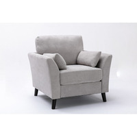 Otto 37 Inch Armchair, Pocket Coil Springs, 2 Throw Pillows, Gray Velvet