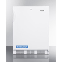 ADA compliant all-refrigerator for freestanding general purpose use, with lock, flat door liner, auto defrost operation and white exterior