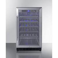 18" wide ADA compliant wine cellar for built-in or freestanding use, with digital controls, lock, and LED lighting