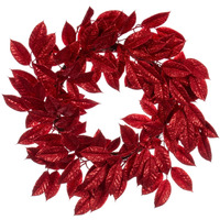 24" Red Gardenia Glitter Wreath