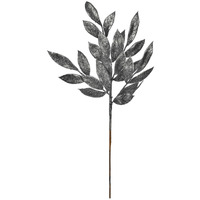 22" Pewter Glitter BayLeaf Spray 12/Bg