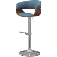 Sheldon Adjustable Swivel Bar Stool in Denim Blue Woven Polyester Fabric