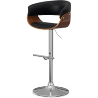 Sheldon Adjustable Swivel Bar Stool in Black Vegan Faux Leather