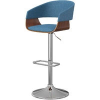 Lowell Adjustable Swivel Bar Stool in Blue Linen Look Fabric