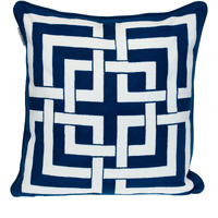Parkland Collection Transitional Interlocking Blue 20" x 20" Pillow