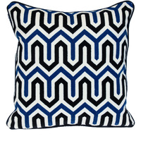 Parkland Collection Geometric Blue And White Square 20" x 20" Pillow