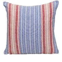 Parkland Collection Transitional Striped Blue Square 16" x 16" Pillow