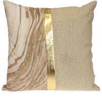 Parkland Collection Transitional Stripes Beige Square 20" x 20" Pillow