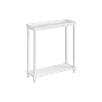 New Ridge Home Goods Harrison Narrow Side End Tables with Shelf, Set of 2, White