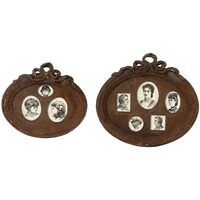 Traditional Style Rustic Photo Frame in Ceramic, Set of Two, Brown