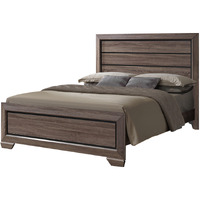 Jardena Panel Bed, King, Brown Wood, Modern (Headboard, Footboard, Rails, Slats)