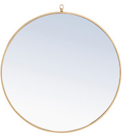 Metal frame Round Mirror with decorative hook 32 inch Brass finish