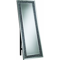 Rectangular Standing Mirror with LED Lighting Silver