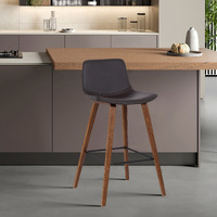 Maddie Contemporary Barstool in Walnut Wood Finish and Brown Faux Leather