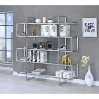 Contemporary Silver Metal and Glass Bookcase