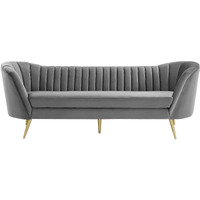 Opportunity Vertical Channel Tufted Curved Performance Velvet Sofa