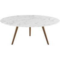 Lippa 40" Round Artificial Marble Coffee Table with Tripod Base