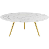 Lippa 40" Round Artificial Marble Coffee Table with Tripod Base