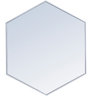 Metal frame hexagon mirror 38 inch in Sliver