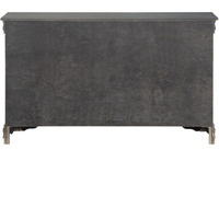 Six Drawers Wooden Dresser with Metal Handles and Bracket Base, Dark Gray