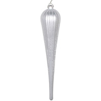 Vickerman 11" Silver Glitter Drop Ornament 3/Bag - MT195007D