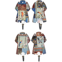 Exotic Bird Print Wall Dcor with Metal Hooks, Set of 4, Multicolor