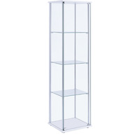 Glass and Metal Curio Cabinet with 4 Shelves, Clear and White