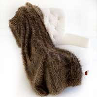 Plutus Plush Tawny WildCat Handmade Luxury Faux Fur Throw Blanket 80L x 110W Full- Brown