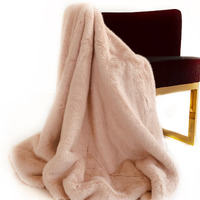 Plutus Pink  Plush Faux Fur Luxury Throw Blanket Throw 36W x 60L- Pink